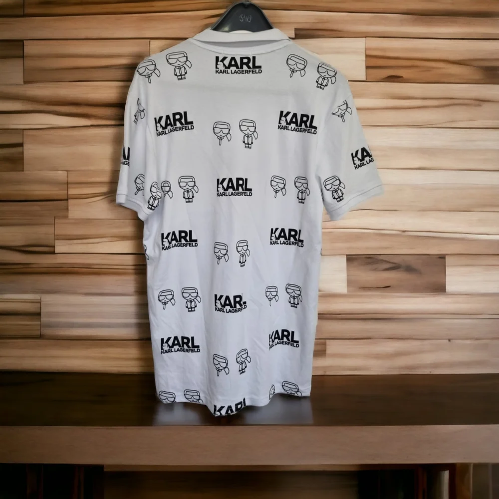 Karl lagerfeld multi logo polo shirt Size xl black/white - Picture 2 of 5